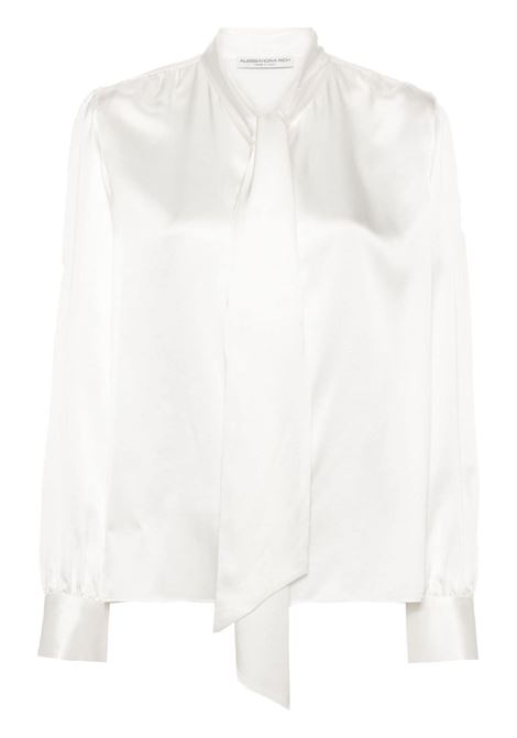 White pussy-bow collar silk blouse Alessandra Rich - women